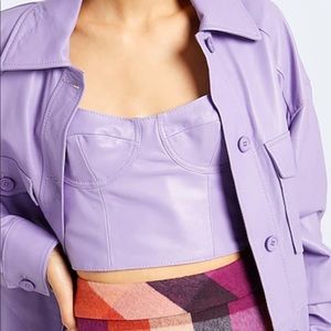 Trendy violet leather corset top - Made in Italy
